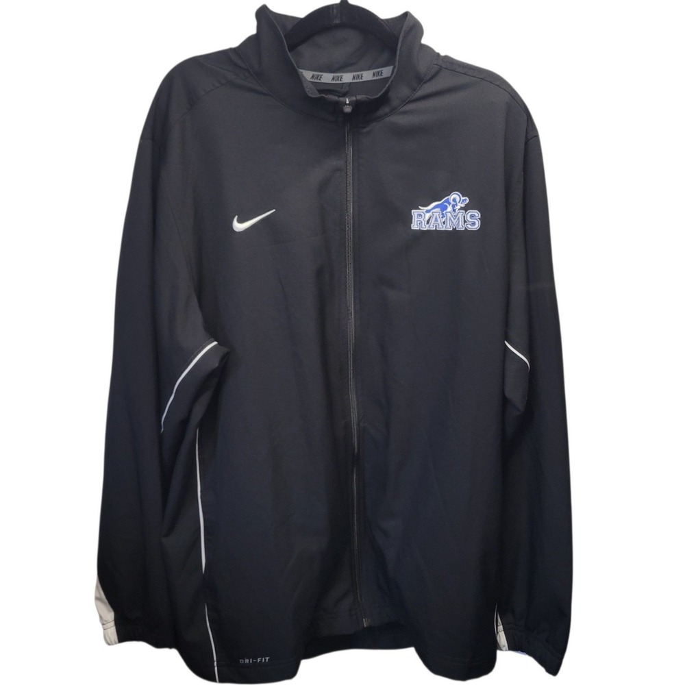 Nike Mens Dri-FIT Rams Full Zip Track Jacket Wind Breaker Black White XL